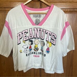 Peanuts White and Pink Women’s Graphic Tee